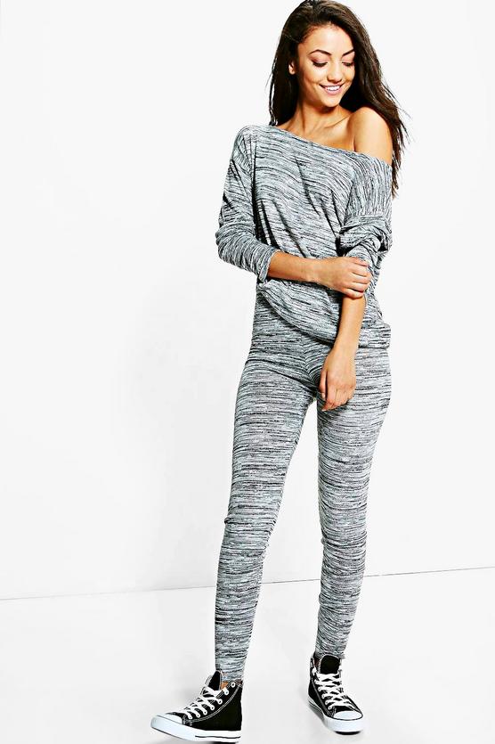 Tall Vivie Slash Neck And Legging Loungewear Set